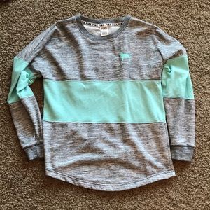 PINK sweatshirt mint green and gray Sz M